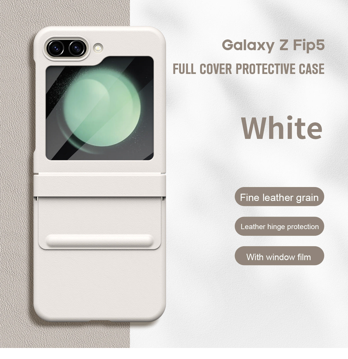 Samsung Galaxy Z Flip5 Leather Hinge Full Cover Protective Case