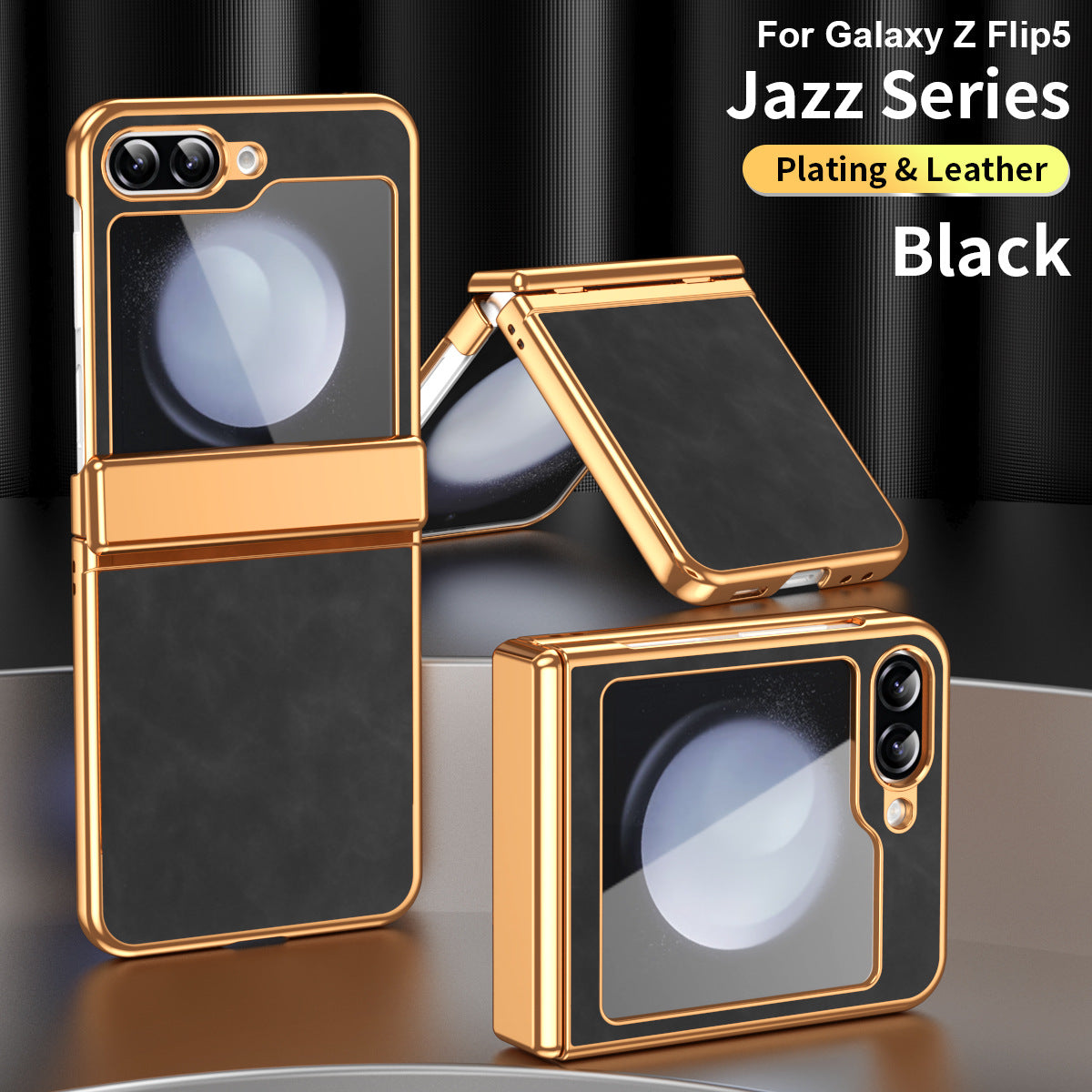 Golden Frame Leather Business Casual Vintage Hinge Case For Samsung Galaxy Z Flip6