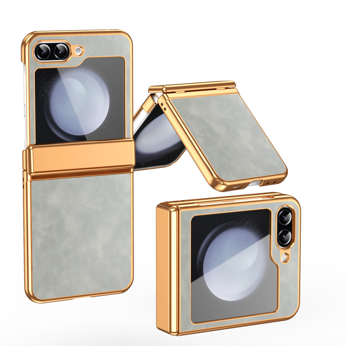 Golden Frame Leather Business Casual Vintage Hinge Case For Samsung Galaxy Z Flip6