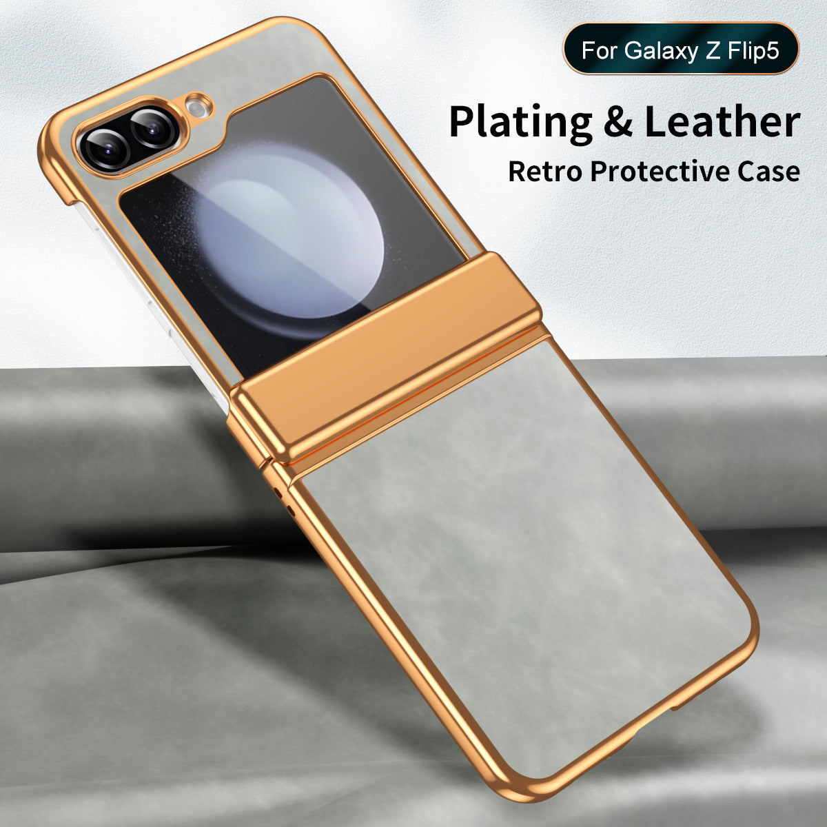 Golden Frame Leather Business Casual Vintage Hinge Case For Samsung Galaxy Z Flip6
