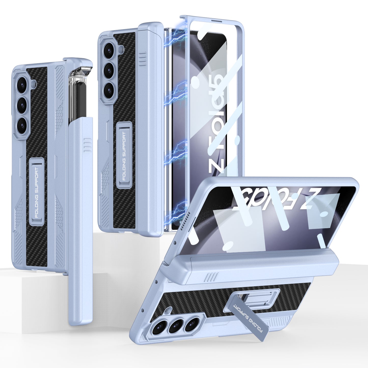 Magnetic All-included Screen Tempered Glass Film Phone Cover With Slide S Pen Case For Samsung Galaxy Z Fold5