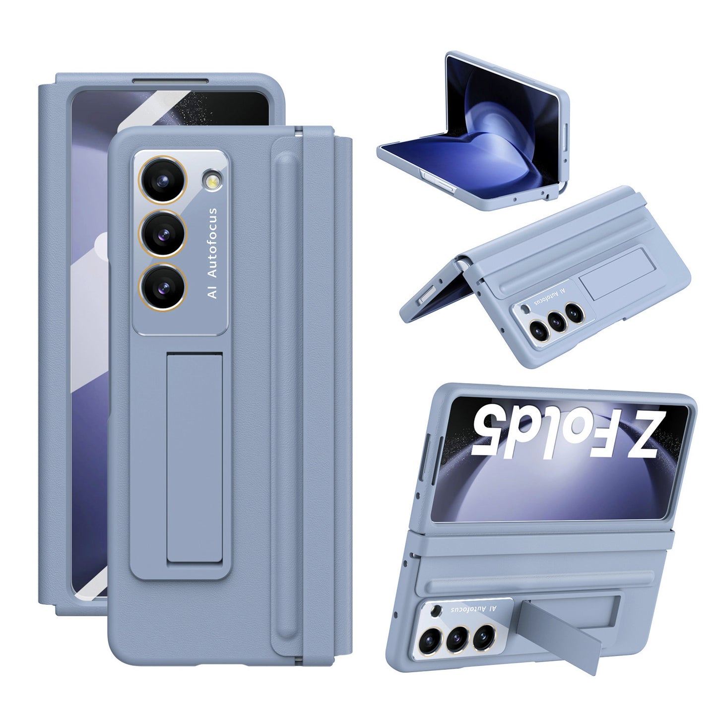 Lens protector Leather phone case with invisible bracket For Samsung Galaxy Z Fold4 Fold5