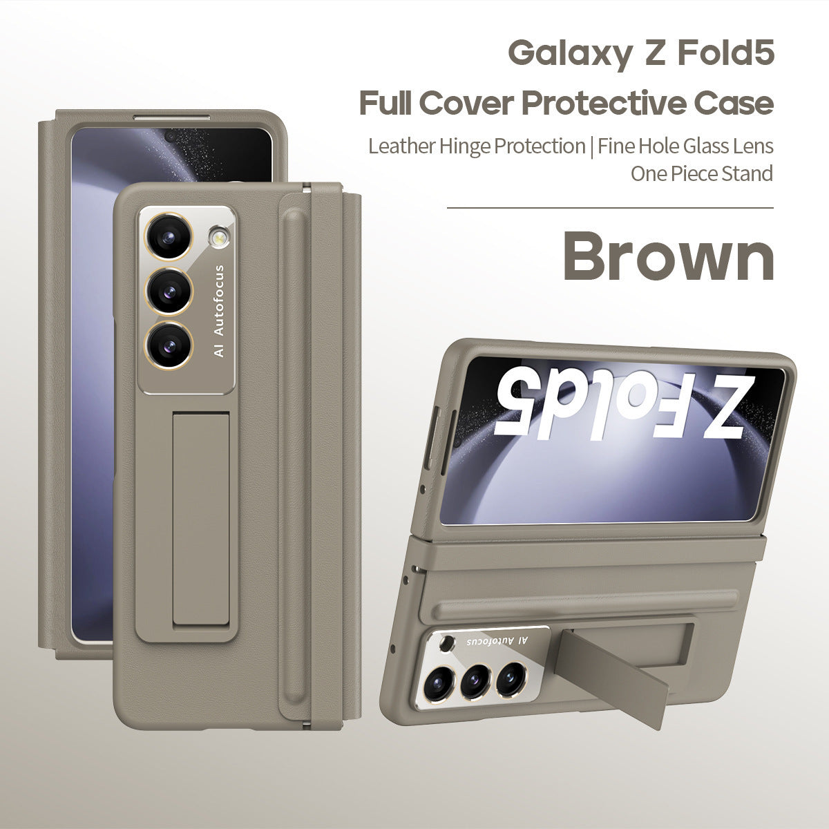 Lens protector Leather phone case with invisible bracket For Samsung Galaxy Z Fold4 Fold5