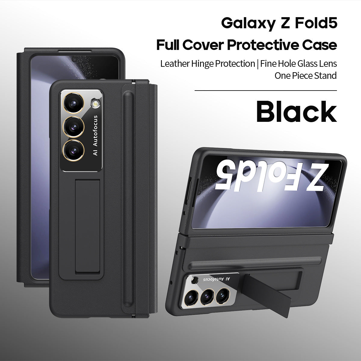 Lens protector Leather phone case with invisible bracket For Samsung Galaxy Z Fold4 Fold5