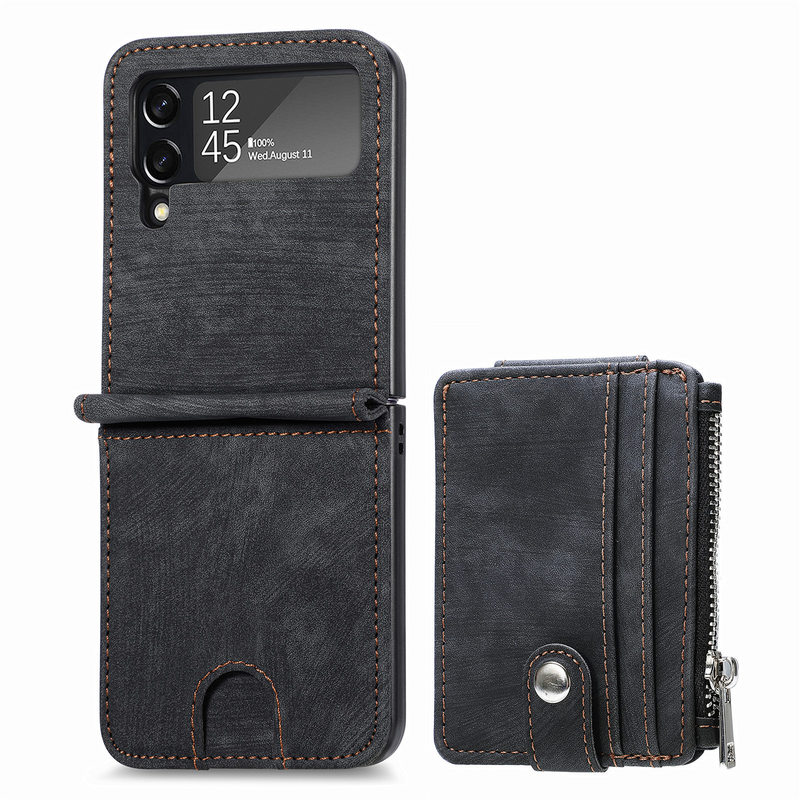 Detachable Card Holder Case For Samsung Galaxy Z Flip4 5G Flip4 Leather Case