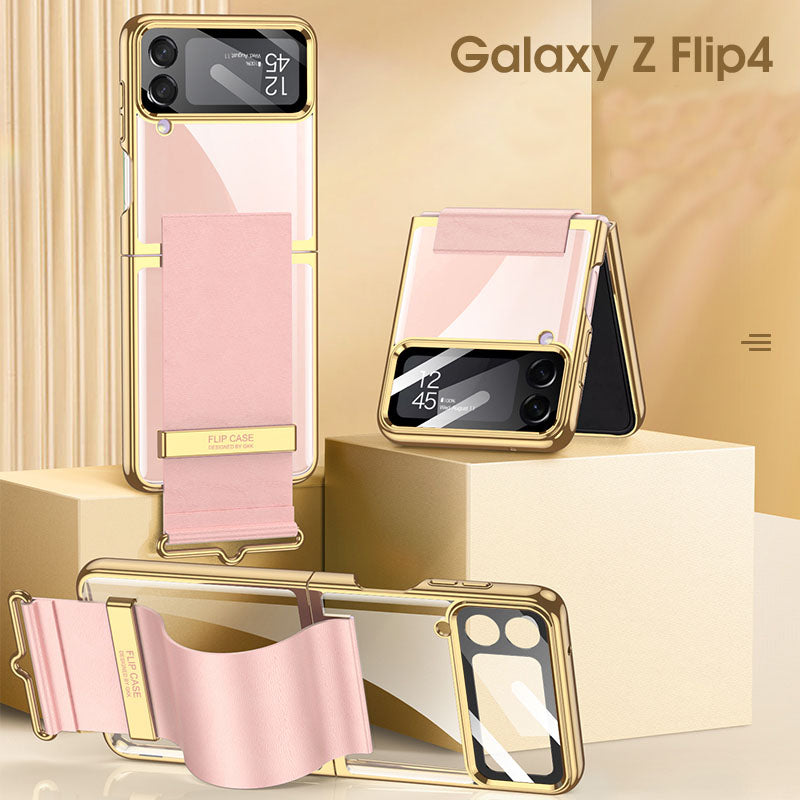 Electroplated Samsung Galaxy Z Flip4 5G  Hard Cover with Strap