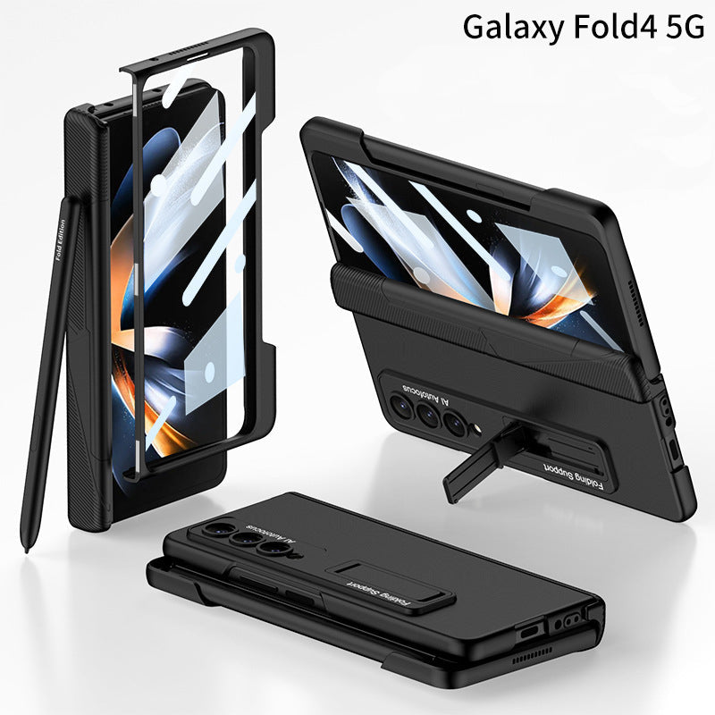 Side Pen Slot Hinge Flip Cover for Samsung Galaxy Z Fold4 5G Magnetic Case with Screen Protector