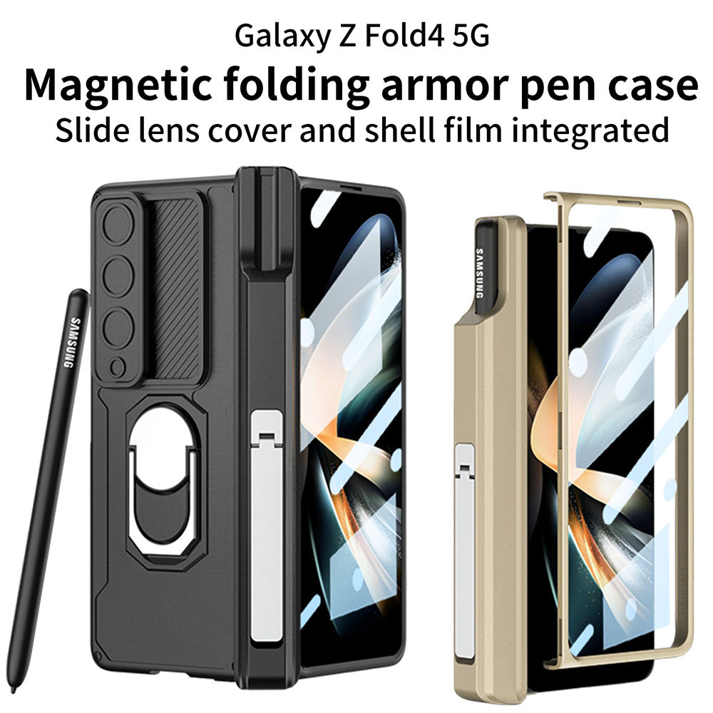 Magnetic Folding Armor Protective Case For Samsung Galaxy Z Fold 4 5G With Back Screen Protector