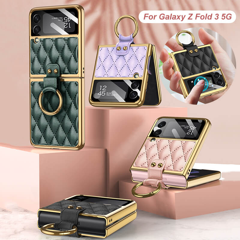 Luxury Leather Electroplating Diamond Protective Cover For Samsung Galaxy Z Flip 3 5G