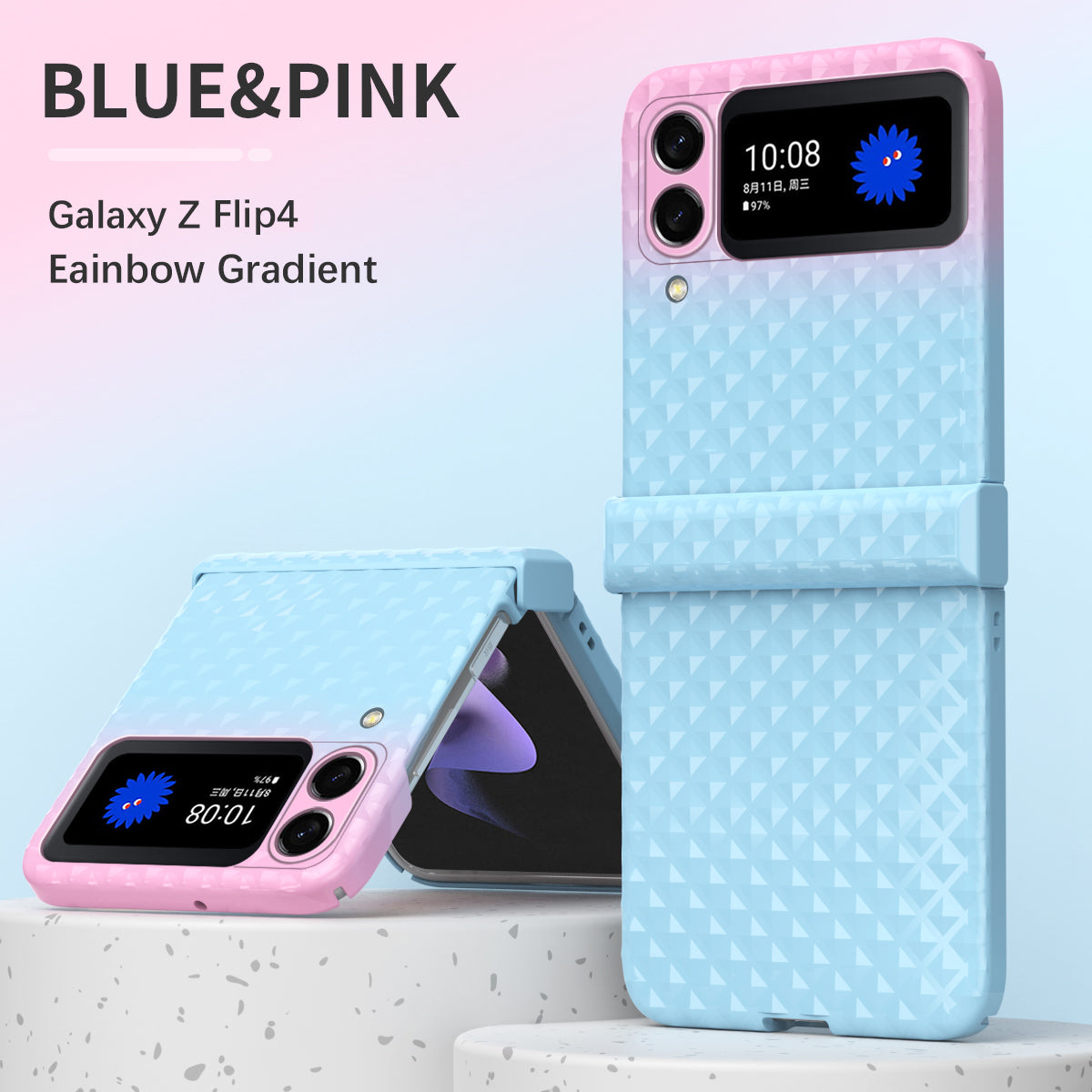 Colorful Candy Gradient & Glitter Diamond Shockproof Phone Case For Samsung Galaxy Z Flip3 Flip4