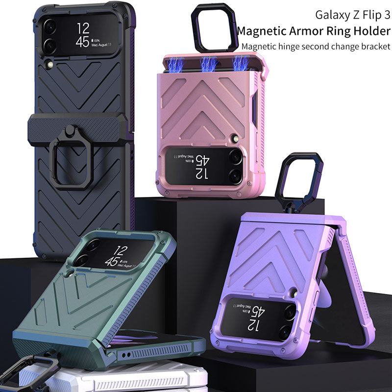 Magnetic Armor Ring Holder Case For Samsung Galaxy Z Flip3 5G