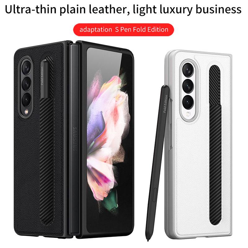 Luxury Leather Shockproof Pen Slot Case For Samsung Z Fold 3 5G