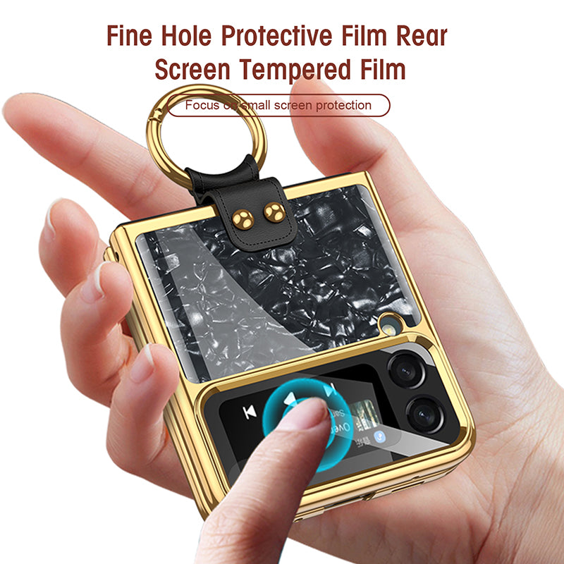 Golden Frame Luxury Crystal Case With Ring Stand For Samsung Galaxy Z Flip3(4)