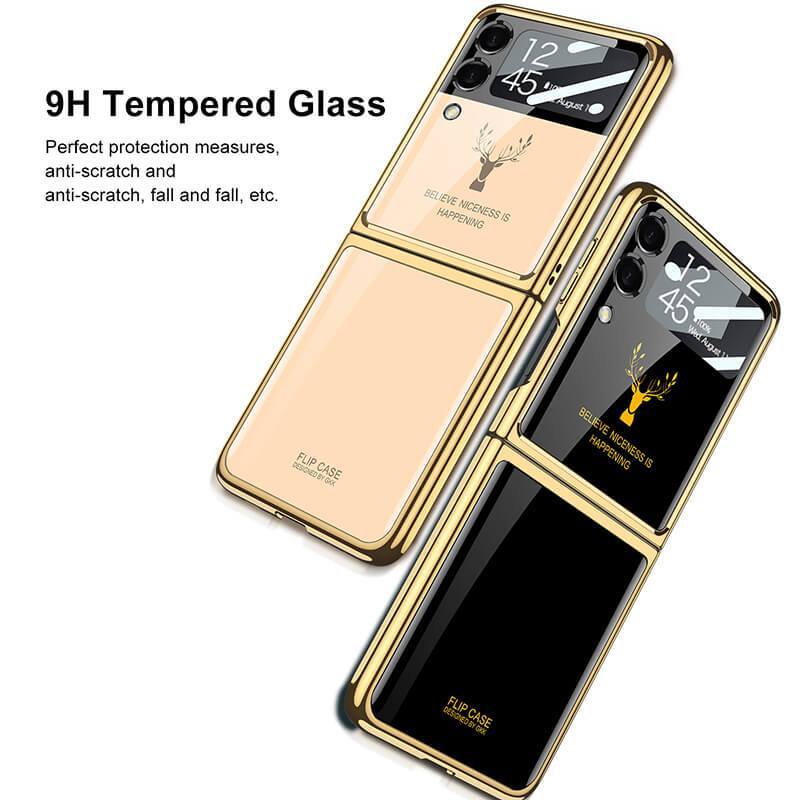 Luxury Deer Glass Samsung Z Flip 3 Case pphonecover