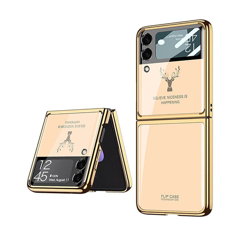Luxury Deer Glass Samsung Z Flip 3 Case pphonecover