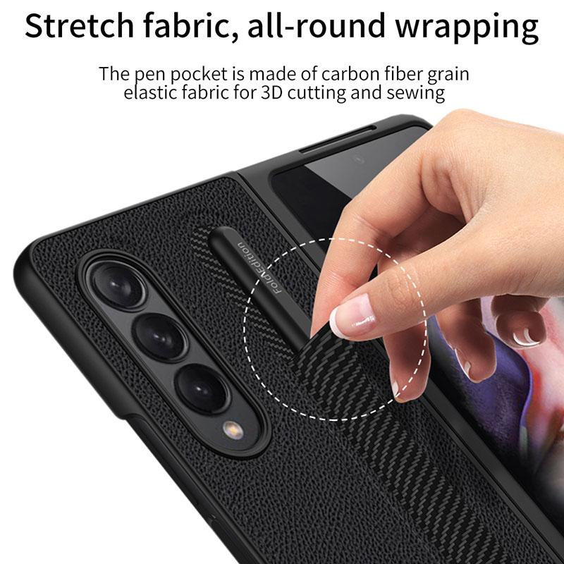 Luxury Leather Shockproof Pen Slot Case For Samsung Z Fold 3 5G