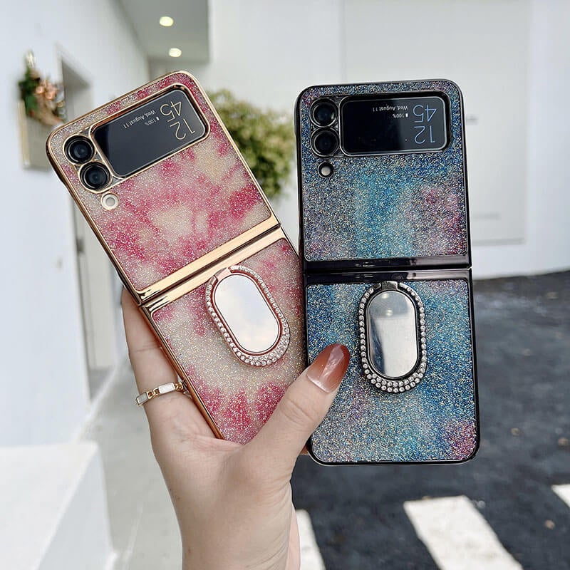 Shining Diamond Mirror Ring Protective Cover For Samsung Galaxy Z Flip 3 5G pphonecover
