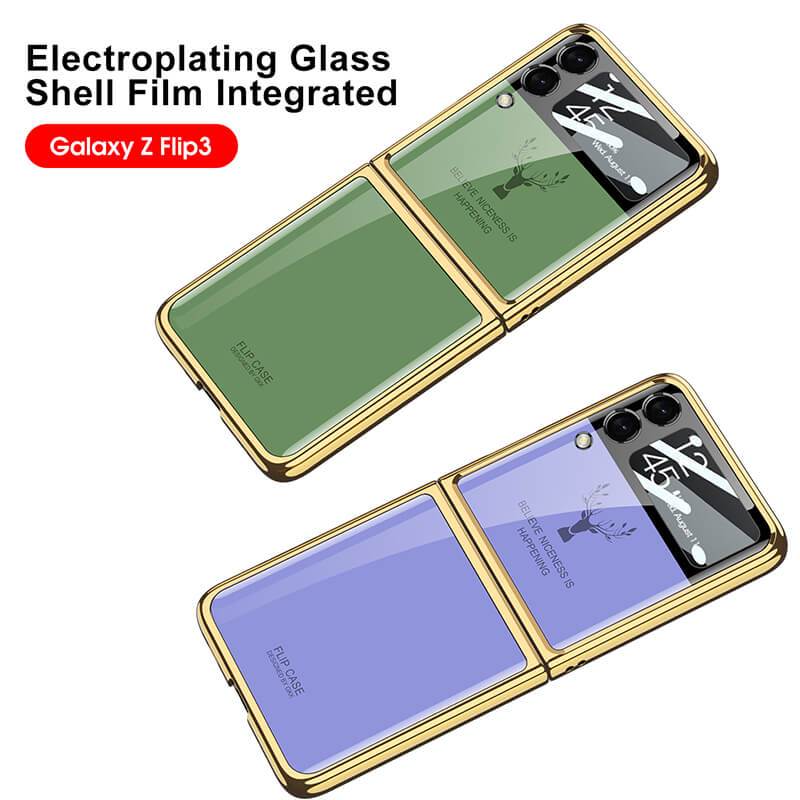 Luxury Deer Glass Samsung Z Flip 3 Case pphonecover