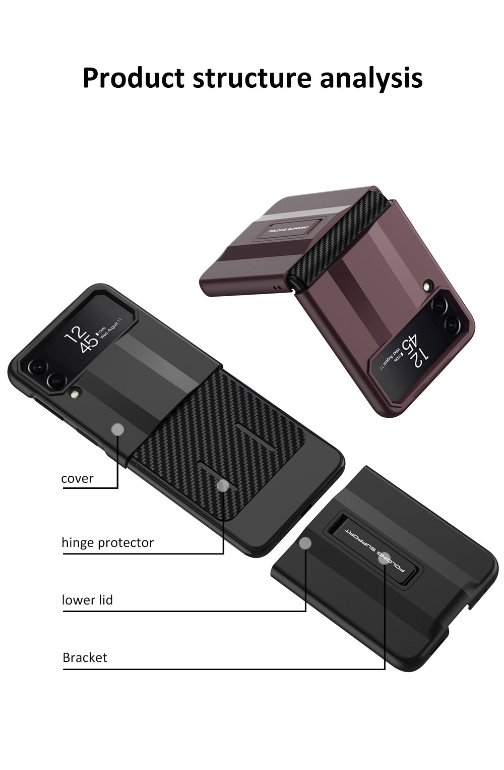 Full Protection Shockproof Phone Case With Folding Stand For Samsung Galaxy Z Flip4 5G
