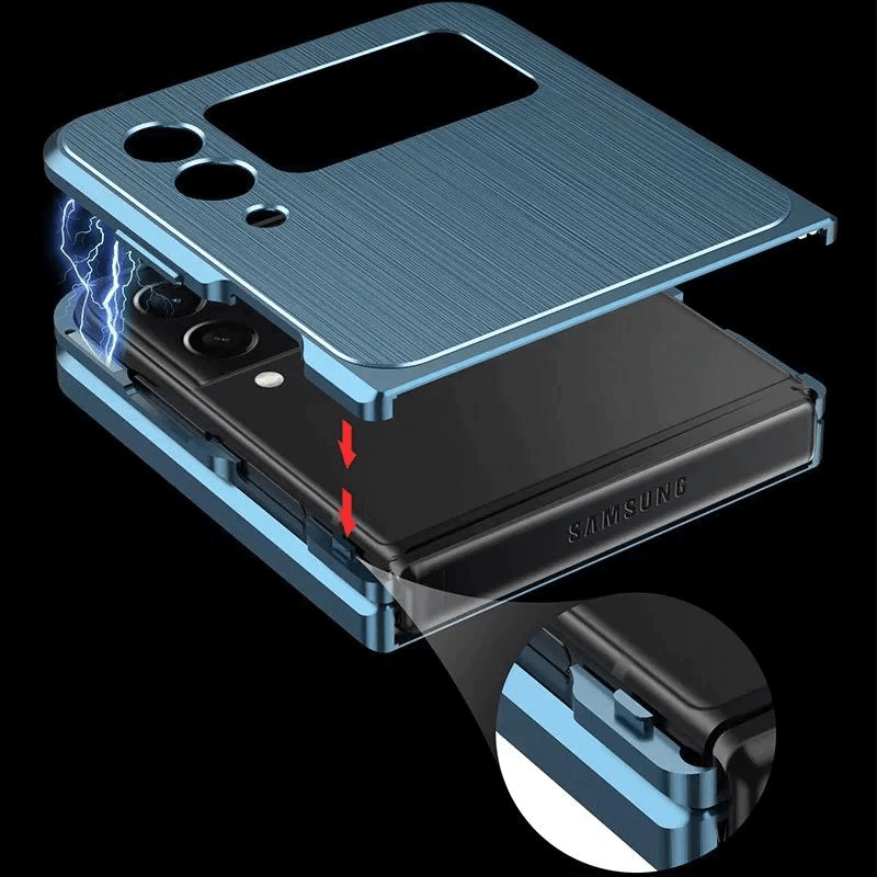 Samsung Galaxy Z Flip 3 Magnetic Brushed Metal Anti-fall Protective Cover For Galaxy Z Fold 3
