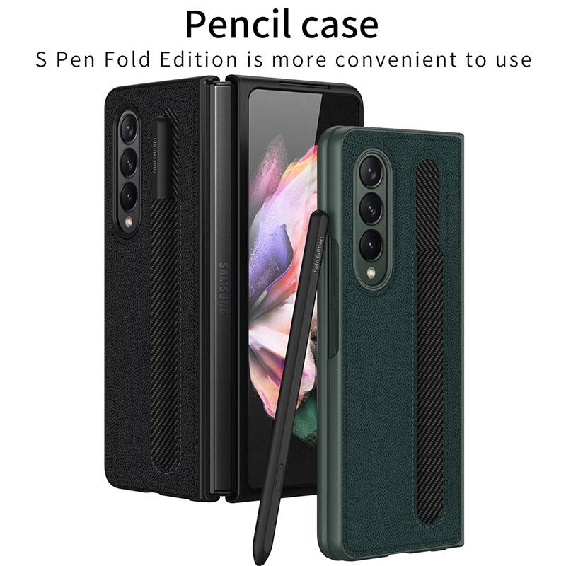 Luxury Leather Shockproof Pen Slot Case For Samsung Z Fold 3 5G