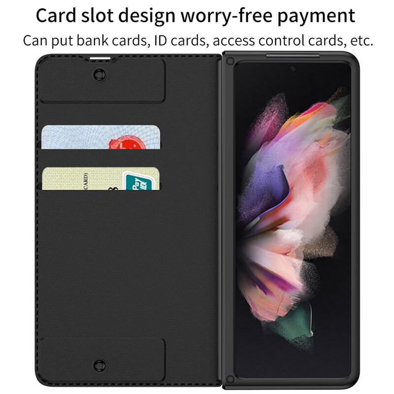 Leather Pen Holder Armor Back Case For Samsung Galaxy Z Fold 3 5G