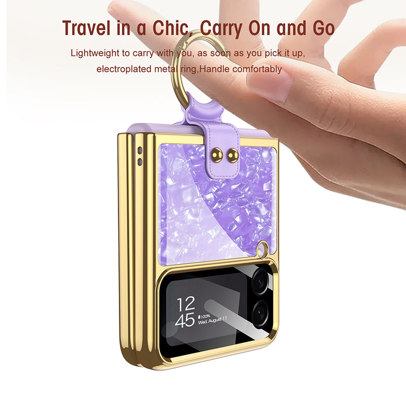 Golden Frame Luxury Crystal Case With Ring Stand For Samsung Galaxy Z Flip3(4)
