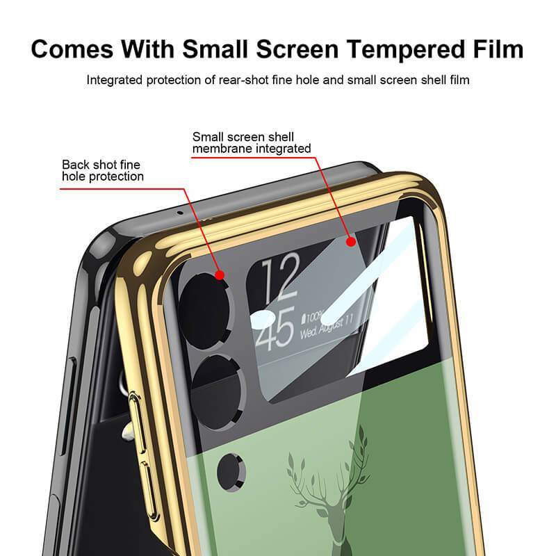 Luxury Deer Glass Samsung Z Flip 3 Case pphonecover