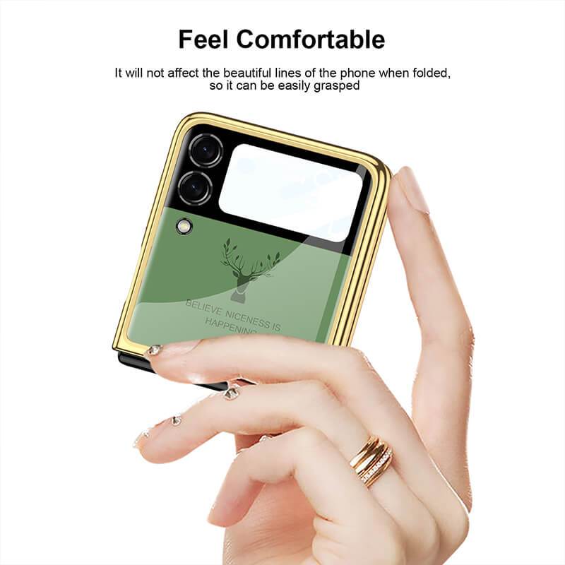 Luxury Deer Glass Samsung Z Flip 3 Case pphonecover