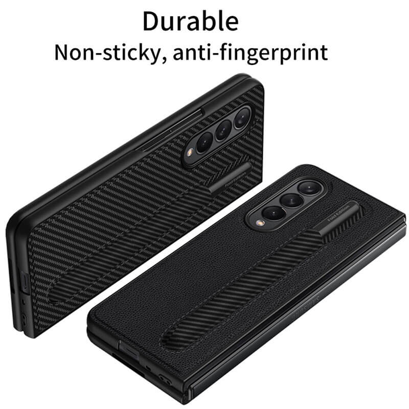 Luxury Leather Shockproof Pen Slot Case For Samsung Z Fold 3 5G