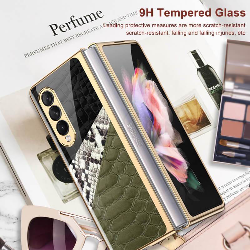 Python Leopard Print Tempered Glass Case for Samsung Galaxy Z Fold 3 5G