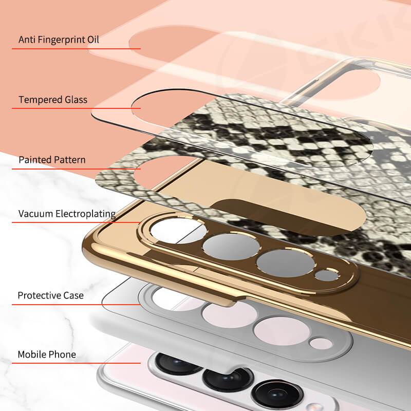 Python Leopard Print Tempered Glass Case for Samsung Galaxy Z Fold 3 5G
