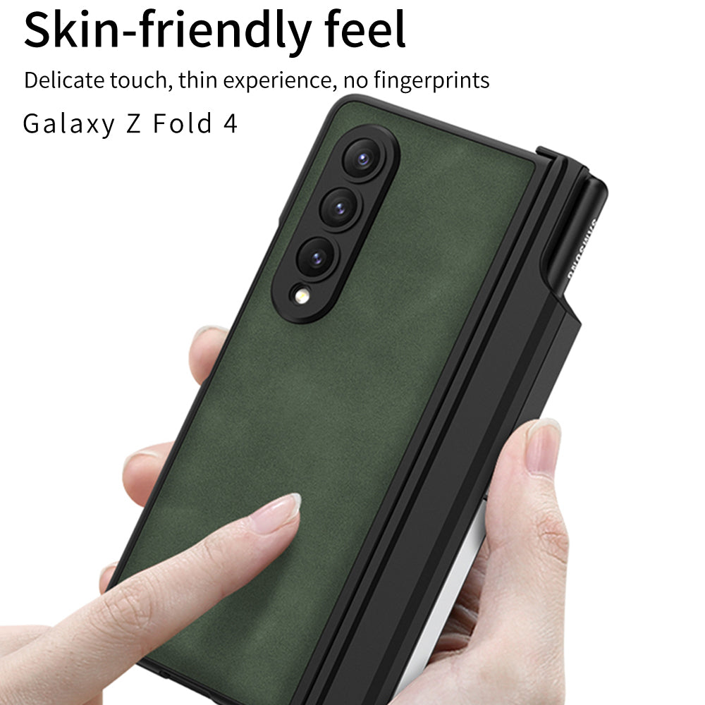 Magnetic Matte Leather Shockproof Pen Slot Phone Case With Bracket For Samsung Galaxy Z Fold4