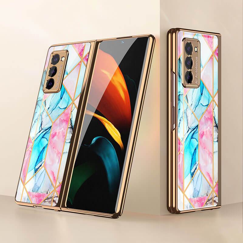 Luxury Plating Glass Case Anti-knock Protective Hard Edge Cover For Samsung Galaxy Z Fold 2 5G - VooChoice