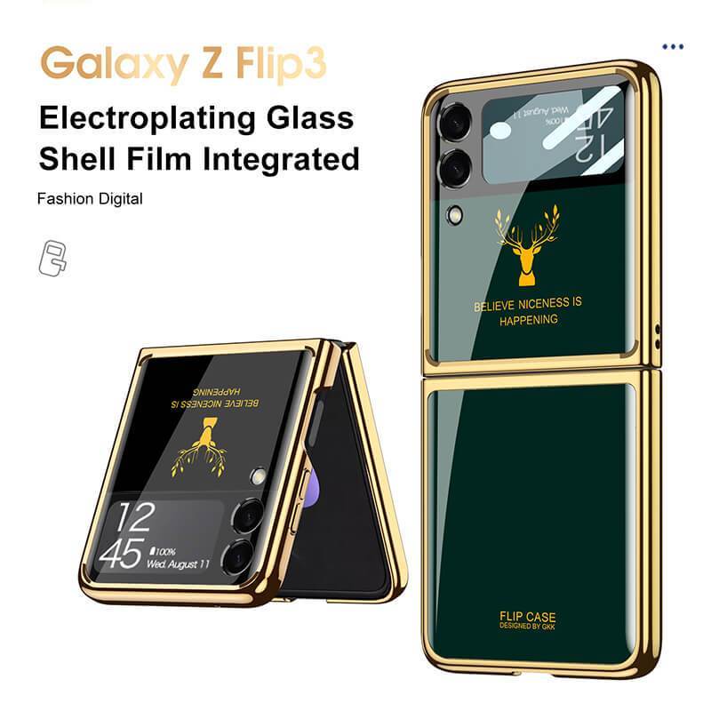 Luxury Deer Glass Samsung Z Flip 3 Case pphonecover