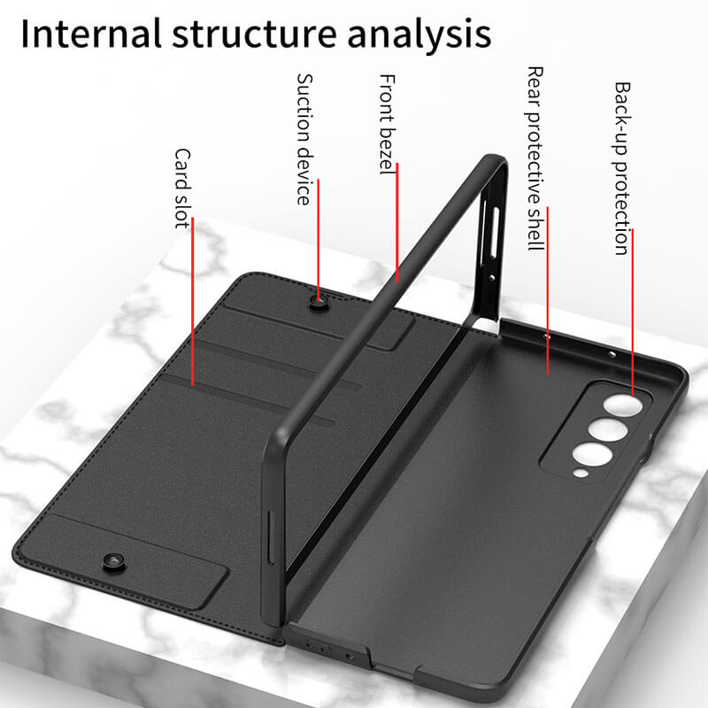 Leather Pen Holder Armor Back Case For Samsung Galaxy Z Fold 3 5G