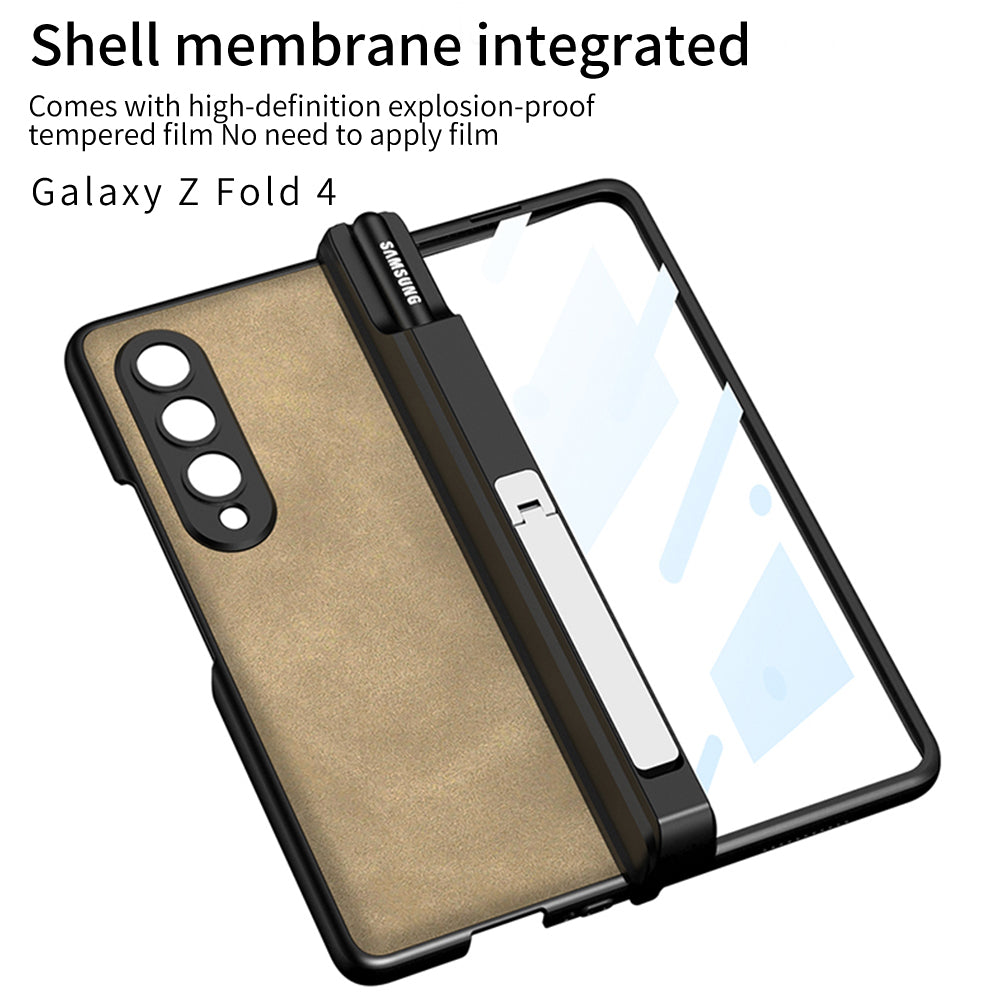 Magnetic Matte Leather Shockproof Pen Slot Phone Case With Bracket For Samsung Galaxy Z Fold4
