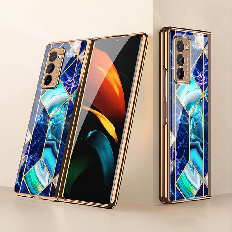 Luxury Plating Glass Case Anti-knock Protective Hard Edge Cover For Samsung Galaxy Z Fold 2 5G - VooChoice