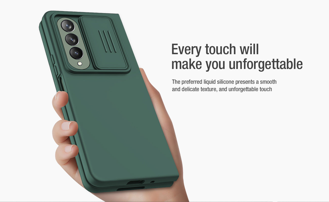 Liquid Silicone Samsung Galaxy Z Fold4 5G Case With Camera Lens Protector