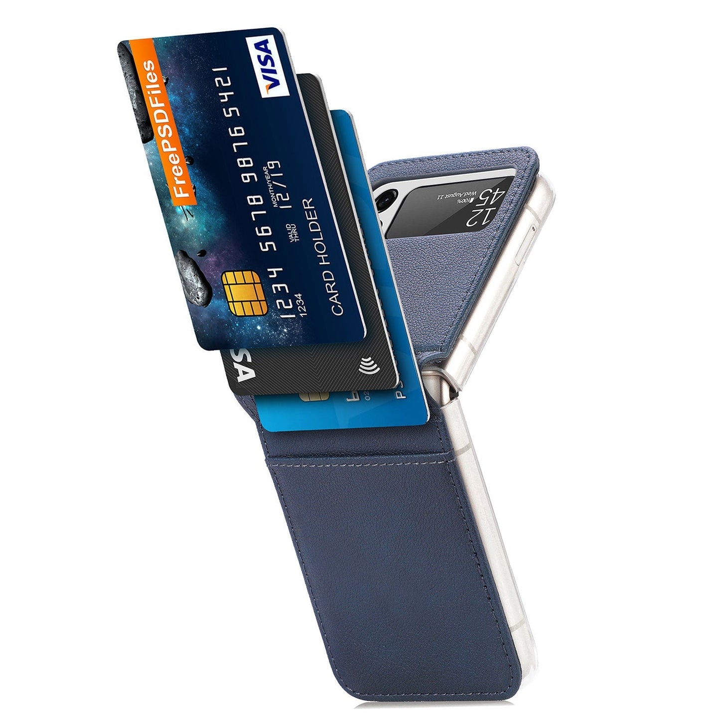 Luxury Card Holder Drop Protection Folio Cover For Samsung Galaxy Z Flip 3 5G pphonecover