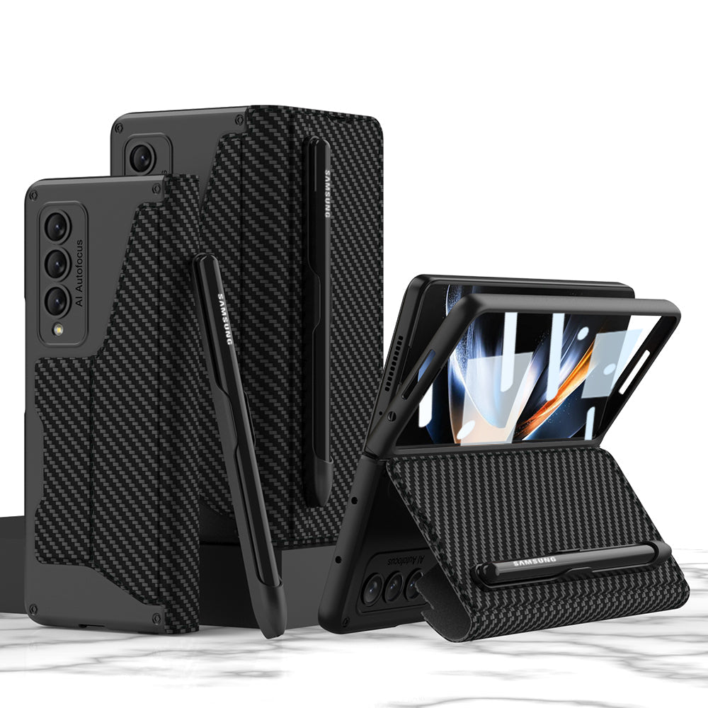 Leather Wallet Samsung Galaxy Z Fold4 5G Case With Detachable Velcro Pen Slot