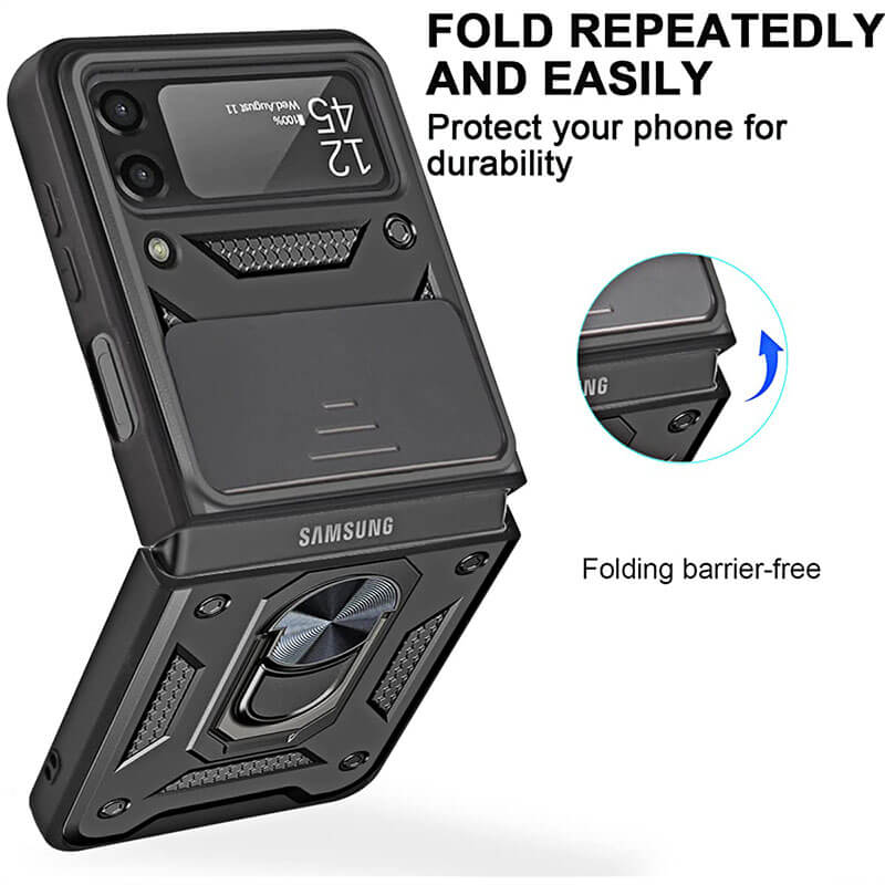 Drop Tested Cover with Magnetic Kickstand Car Mount Protective Case for Samsung Galaxy Z Flip 3 5G pphonecover