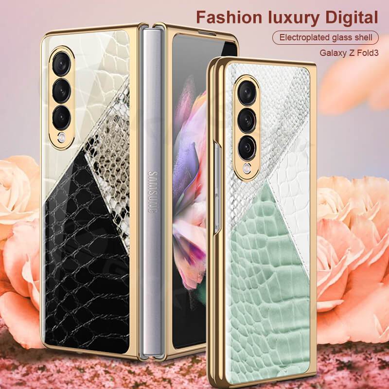 Python Leopard Print Tempered Glass Case for Samsung Galaxy Z Fold 3 5G