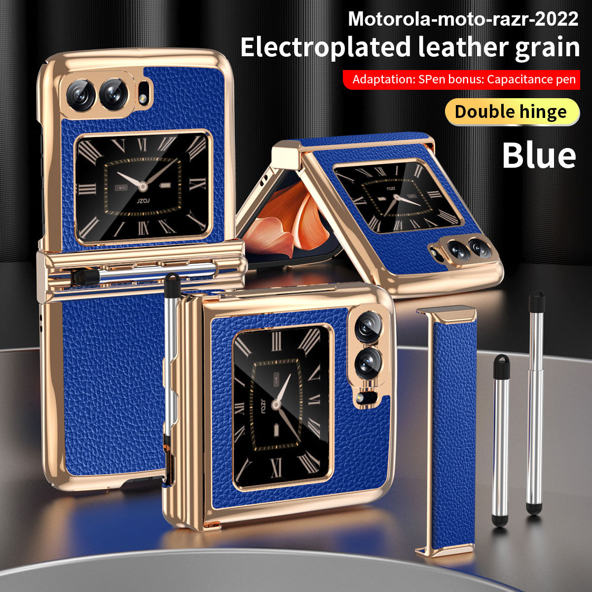 2 Hinges Replaceable Cover For Motorola Razr 2022 Leather Shockproof Double Hinge