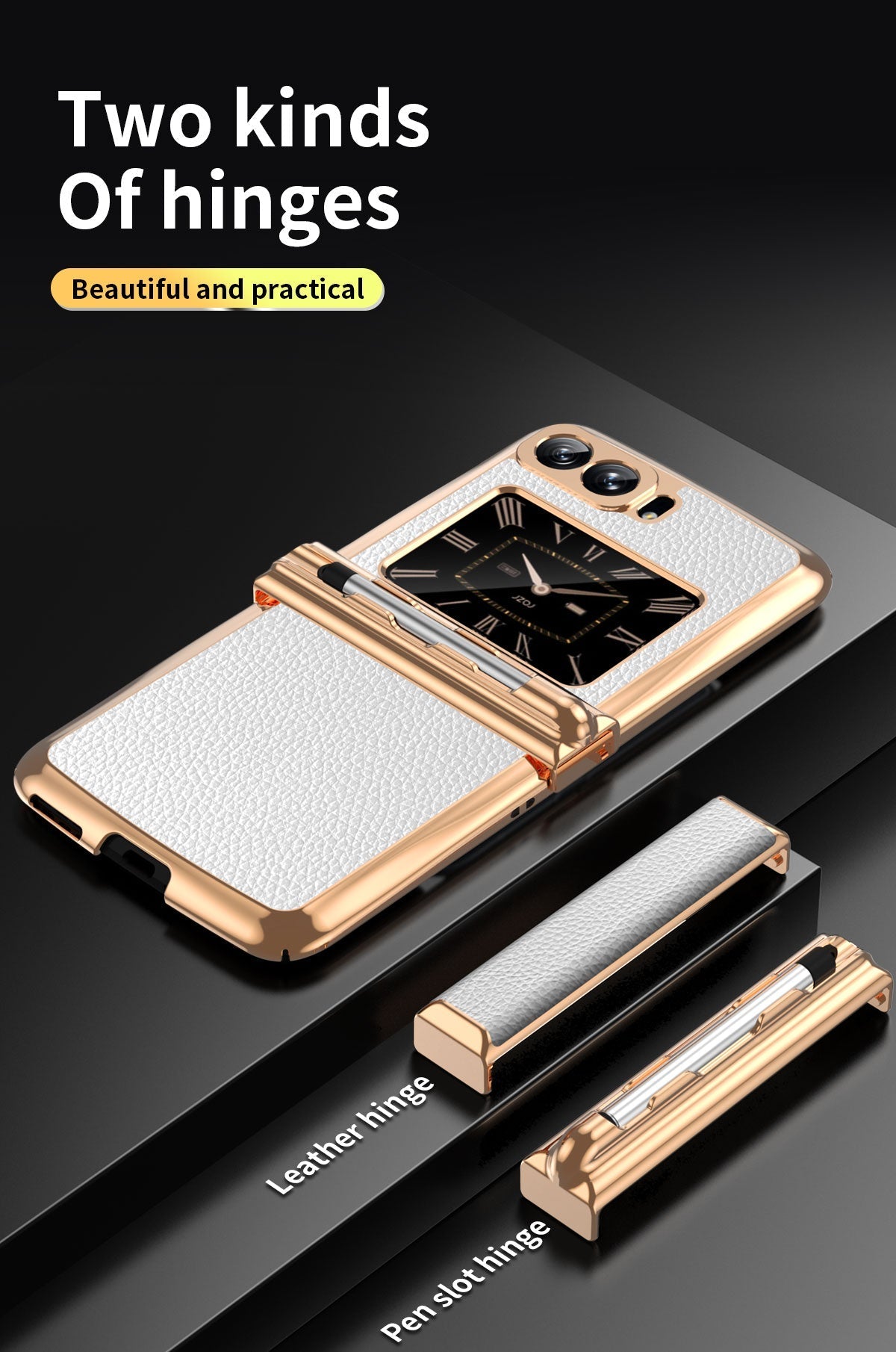 2 Hinges Replaceable Cover For Motorola Razr 2022 Leather Shockproof Double Hinge