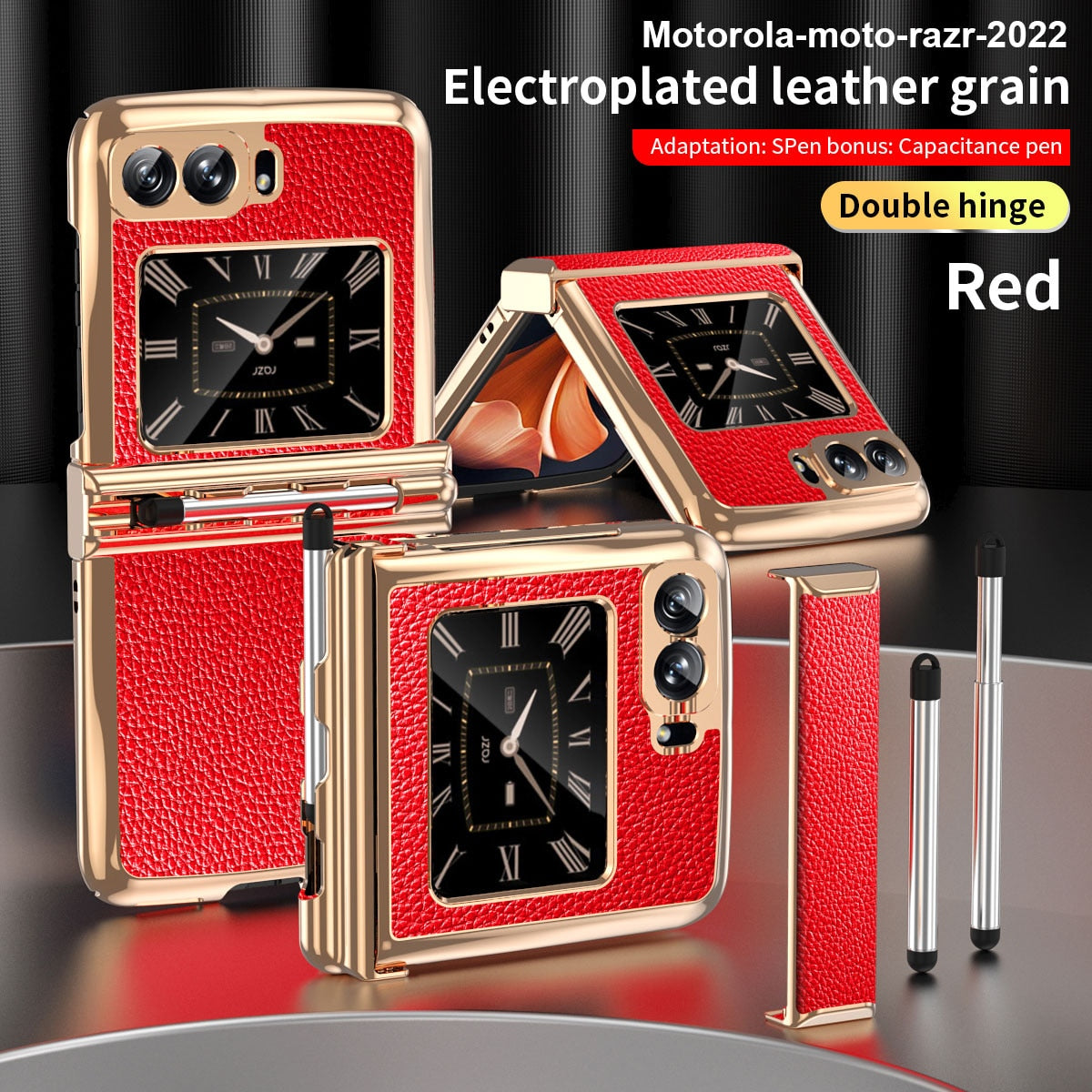 2 Hinges Replaceable Cover For Motorola Razr 2022 Leather Shockproof Double Hinge