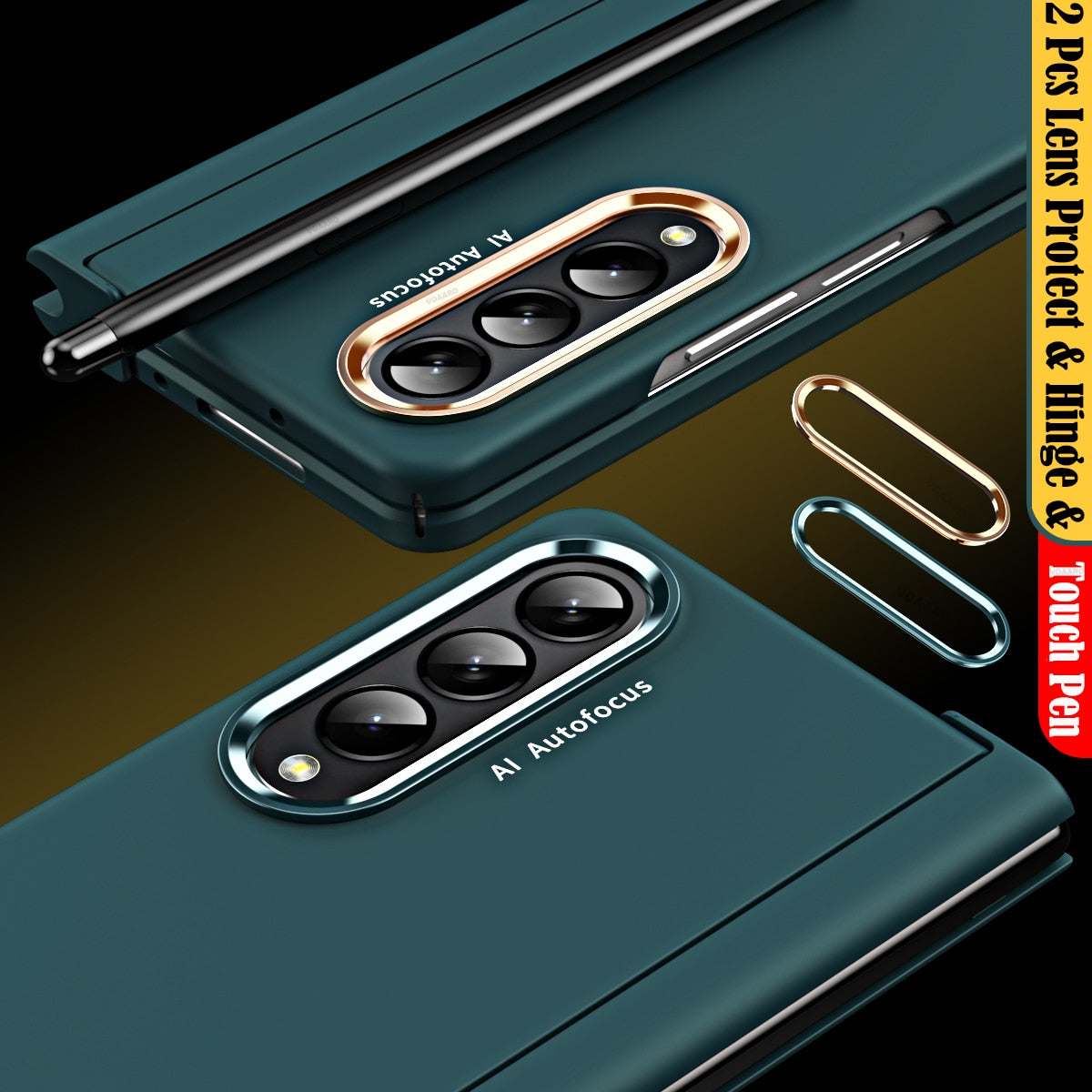 2 Pcs Lens Ring for Samsung Z Fold 4 Hinge Case With Pen Slot Add Touch Pen for Galaxy Z Fold 4 5G