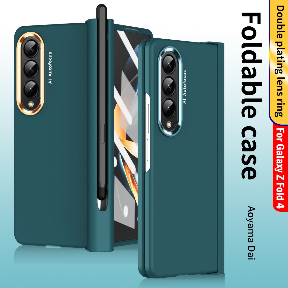 2 Pcs Lens Ring for Samsung Z Fold 4 Hinge Case With Pen Slot Add Touch Pen for Galaxy Z Fold 4 5G