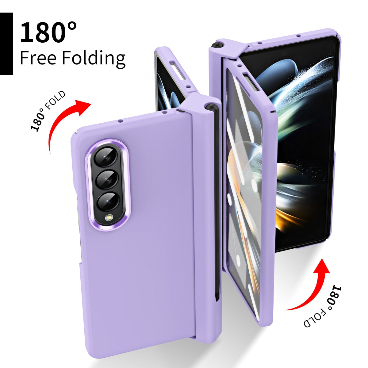 2 Pcs Lens Ring for Samsung Z Fold 4 Hinge Case With Pen Slot Add Touch Pen for Galaxy Z Fold 4 5G