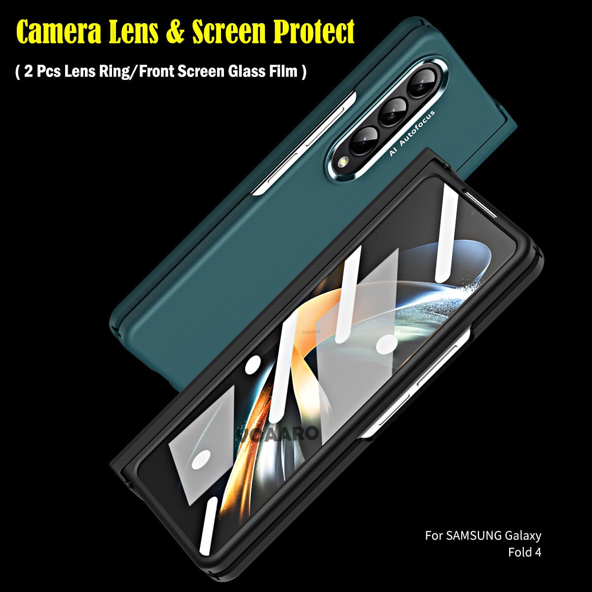 2 Pcs Lens Ring for Samsung Z Fold 4 Hinge Case With Pen Slot Add Touch Pen for Galaxy Z Fold 4 5G